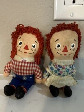 Knickerbocker Raggedy Ann & Andy Vintage Stuffed Dolls 7”